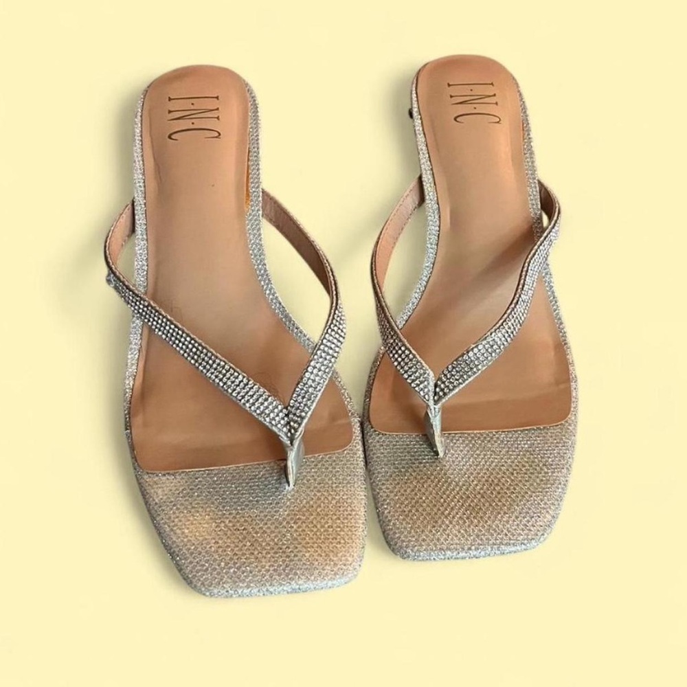 INC International Concepts Women's Glittering Silver Sandals